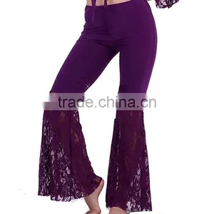 Top Selling Chic Pants Dance Costume Milk Silk Sexy Lace Fishtail Bell Bottom Pants For Belly Dance Slip thumbnail-2