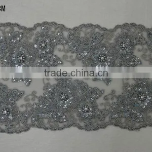 2017 Fancy George Lace Indian Embroidered Beaded Lace Trim Border thumbnail-6
