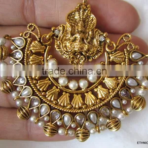 RAM LEELA Dangler Gold Tone Dangler TEMPLE EARRINGS thumbnail-3
