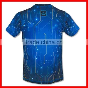2015 Unisex Spandex 4 Needles Flat-lock Blue Compression Shirt, Compression Skin Shirt Yoga Shirts thumbnail-2