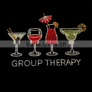 Rhinestone Transfer " Group Therapy Drinks " Hotfix , Iron On thumbnail-1