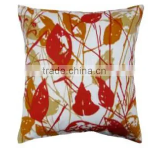 Dry Leaf Pattern Printed With Embroidery Cushion Cover thumbnail-1
