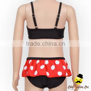 Kids Cute Black And Red Polka Dots Little Girl Separable Little Girl Dress Type Diaper Swimwear thumbnail-5