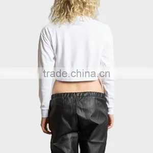 White Women Hoodies Dew Navel Long Sleeve Sweater for Women thumbnail-2