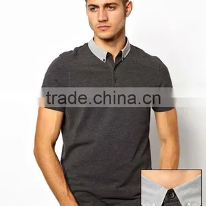 Wholesale High Quality Polo T-shirt With Stripe Woven Collar For 2013 Summer thumbnail-1