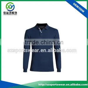 2017 Autumn Kit Collar Long Sleeve Polyester Men Polo Shirt in Navy Blue thumbnail-1
