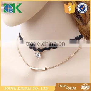 Cheap Artificial Jewel-Encrusted Double Clavicle Necklace for Girls Party Decor thumbnail-3