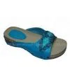 Comfortable PU Material Blue Ladies Wooden Clog Sandals With 6cm Heels thumbnail-1