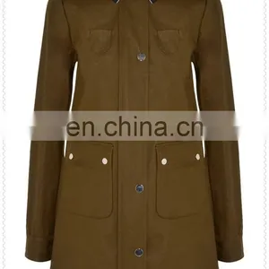 New Arrival Loose Fit Army Green Canvas Western Coats Made in China thumbnail-5
