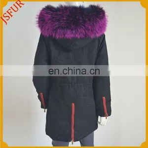 Jsfur Wholesale Fur Jackets 100% Cotton Jacket Parka With Fur thumbnail-3