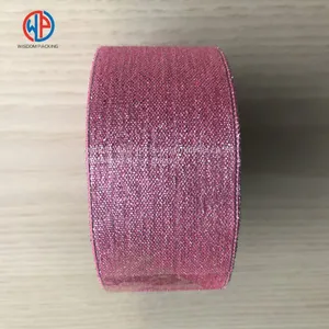 Wholesale Christmas Gift Wrap Decoration Woven Silk Glitter Metallic Ribbon thumbnail-1