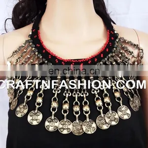1960s Old Traditional Vintage Coins Antique Handmade Kuchi Jewelry - 1960s Old Coin Boho Ethnic Necklace Set thumbnail-2