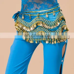 Egyptian Style Gold Coins Velvet Top Quality Belly Dance Hip Scarf Belt Y-2030# thumbnail-4