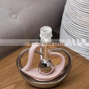 Novel Gift Item Custom Heart Shape Ceramic Base Cheap Office Hotel Pink Custom Table Lamps for Home Decor thumbnail-4