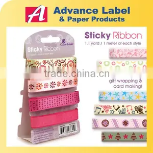 Polyester Organza Self Adhesive For Scrapbook DIY Craft Gift Printed Wedding Sticky Ribbon Set thumbnail-1