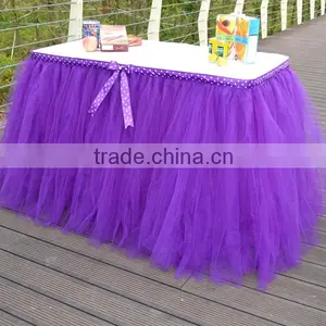 Slumber Party Tutu Tulle Table Skirt Cover Purple SD103 thumbnail-1