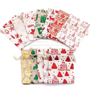 Christmas Gift Bundle Pocket Cotton Drawstring Candy Packaging Bag Halloween Gift Bag Christmas Decoration Bag thumbnail-1
