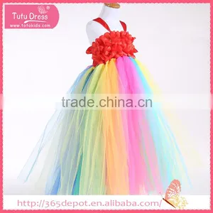 Floor Length Dress Multi Color Fluffy Dress With Rosette Decorated Gauze Dress Halloween Costume Supplier's Choice thumbnail-6