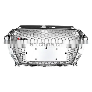 RS3 Front Bumper Grill for Audi A3 Material Black RS3 High Quality Radiator Center Honeycomb Grills no LOGO Style 2014 2015 2016 thumbnail-3
