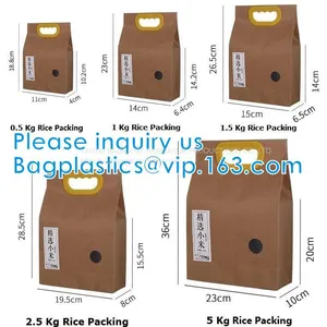 1kg Rice Package Kraft Paper Packaging Bag Brown Kraft Food Paper Bag,5kg10kg Rice Bag Plastic Packaging Bag for Rice thumbnail-1