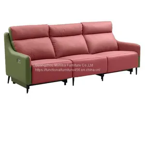Italian Minimalist Leather Smart Sofa Living Room Straight Row Three-Seat First-Class Fashion Space Capsule Electric Function Sofa thumbnail-4