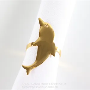 Factory Handmade Customized Dolphin Shaped Gold Napkin Rings thumbnail-1