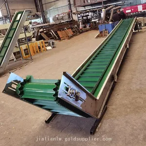 Inclined Cleated Conveyor With Hopper for Material Handling and Sorting thumbnail-1