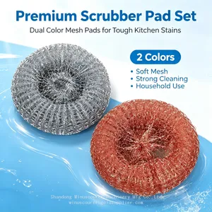 High‑Quality Copper Wire Mesh Scourer Anti‑Corrosion Galvanized Steel Wire Ball Durable Kitchen Metal Scourer Bulk Supply thumbnail-1