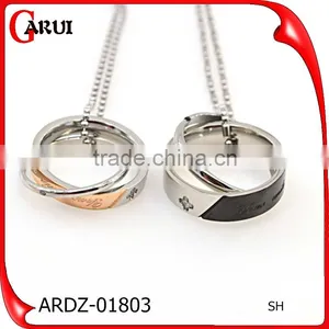 Fashion Silver and Gold Plated Stainless Steel Double Rings Jewelry Pendant Supplier's Choice thumbnail-1