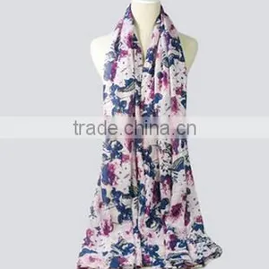 Selling Latest Design Cheap Colorful Flower Printed Scarf thumbnail-2