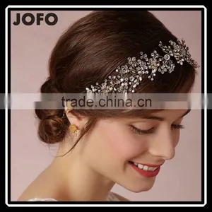 Luxury Handmade Rhinestone Pearl Hair Band New Brand Bridal Hair Accessories thumbnail-1