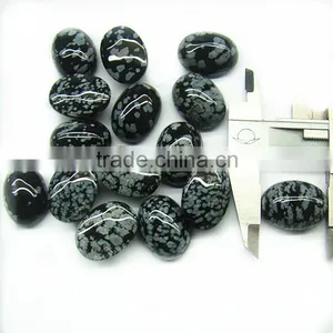 Oval Flat Back Cabochon Snowflak Stone thumbnail-1