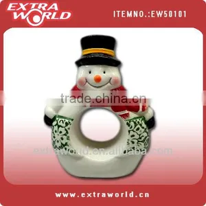 Christmas Ceramic Napkin Ring With Snowman Design thumbnail-1