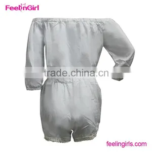2 Pieces off Shoulder Sexy Ladies Short Workout Jumpsuit thumbnail-3