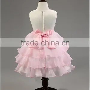 Lastest Wholesale Pink Chiffon Layered Dress Flower Girl Net Dresses TR-WS33 thumbnail-5