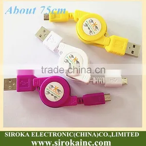 USB 2.0 5pin Micro Usb Charging Cable With Retractable Sync Transfer Cable for Mobile Cellphone thumbnail-1