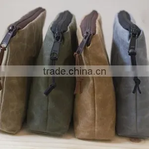 Custom High Quality Waxed Canvas Zipper Pouch Unisex thumbnail-3