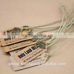 Paper Craft Label With Cotton Cord and Bronze Mini Olive Wood Tree thumbnail-6