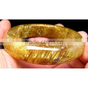 60mm Inside Diameter the Best Grade Gold Rutilated Quartz Natural Stone Bangle thumbnail-1