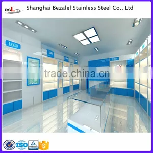 Newest High End Customized Wooden Stainless Steel Display Showcase thumbnail-5