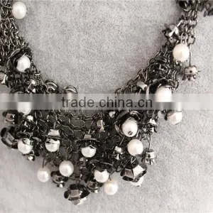 2016 Fashion Jewelry White Pearl Beads Necklace Gold Plated Necklace thumbnail-3