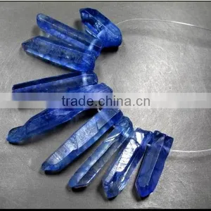 CHARMING BLUE AURA QUARTZ CRYSTAL POINT FOR NECKLACE Wolesale thumbnail-1