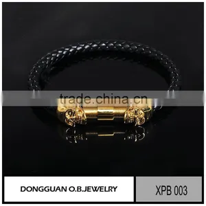 Couple Leather Stainless Steel Bracelet/skull Bracelet Jewelry Wholesale thumbnail-1