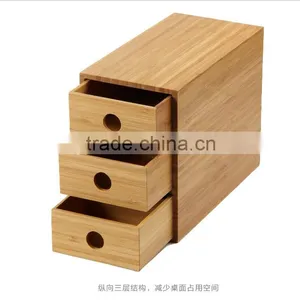 2015 Economic Fashion Custom Wood Box 3 Layers Drawer Bamboo Storage Box thumbnail-1