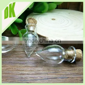 Small Apothecary Bell Jar Bottles With Loops Screws Necklaces~25mm x 22mm Clear Vials, Chains, Empty Mini Glass Bottle Factory thumbnail-1