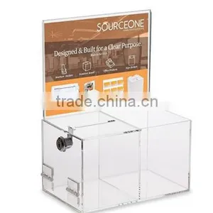 Source One Deluxe Donation Box - Collection Box - Tip Container - With Two Compartments for Give & Take- Treat or Prize Compartm thumbnail-1