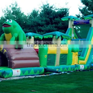 2016 Cheap Jungle Obstacle Course Children Mega Bounce Challenge With Frog Inflatable Obstacle Park thumbnail-2