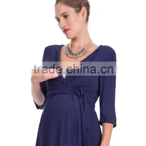 Deep V-Neck Sexy Maternity Dresses Easy Nursing thumbnail-4