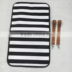 Black & White Stripe Cushioned Canvas Diaper Bag Mummy Bag Baby Diaper Bag thumbnail-2