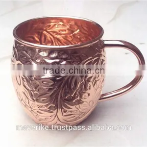 Embossed Copper Moscow Mule Mug, New Design Copper Beer Mug, Pure Copper Moscow Mule Mug thumbnail-2
